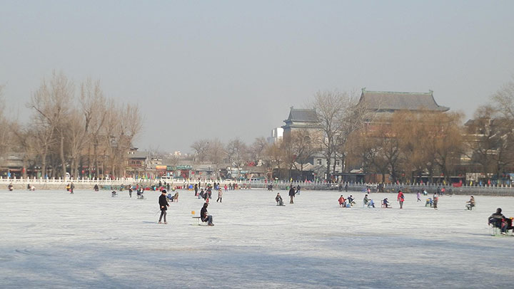 ice skating on houhai lake
